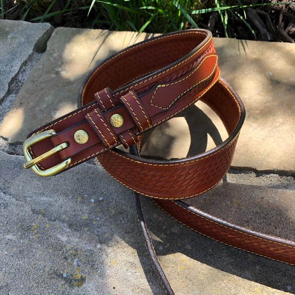 Buffalo Billfolds & Belts. Made in USA. Tan Leather Belt. Unisex main image 11